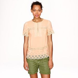 J. Crew Blush Eyelet Silk Top Sz 10